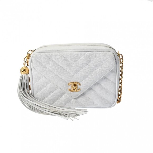 CHANEL V stitch Fringe ChainShoulder White/Blanc shoulder bag 800000133366000 - Picture 1 of 11